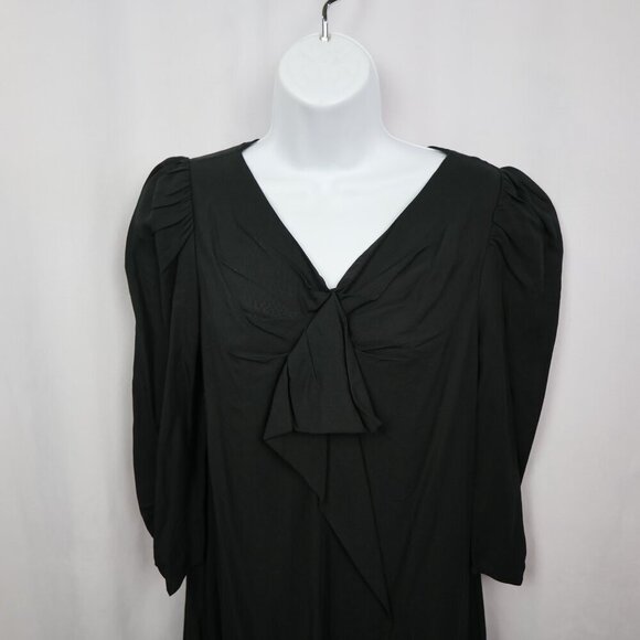 Anthropologie The Korner Black Bow-Tie Elegant Puff Sleeve Shift Dress - Small - Picture 4 of 12